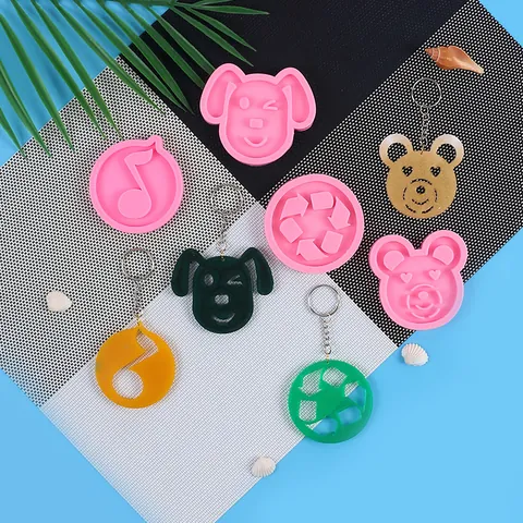 Silicone Molds For DIY Epoxy Resin Keychain Pendants Making Cat Bear Heart Music Symbol Dollar Sign Shape Handcraft Tools