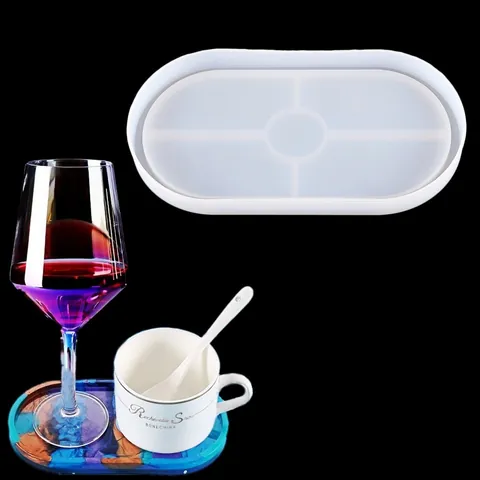 DIY Oval Tray Silicone Mold Crystal Epoxy Resin Coaster Mold For Jewelry Storage Makeup Tray Casting Mirror Surface Tool