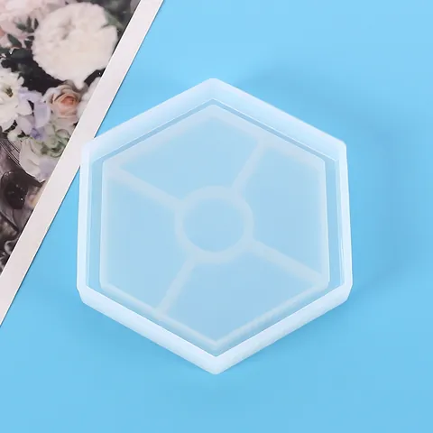 DIY Crystal Resin Silicone Coaster Mold Round Hexagon Square Heart Shape Handmade Epoxy Mirror Surface Coaster Making Tools