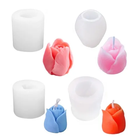 Stampo in Silicone a Forma di Fiore di Tulipano per Candele Fatte a Mano Fai-da-te Sapone Aromaterapia Gesso Stampo in Resina Floreale 3D Decorazione per Torte