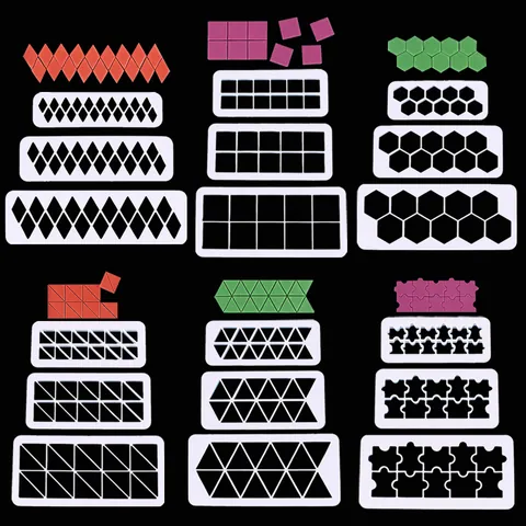 3pcs Geometric Shape Cookie Cutter Set Square Rhombus Hexagon Triangle Puzzle Plastic Cake Mold DIY Baking Decorating Tools