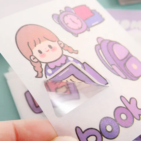 Mignon Ensemble d'Autocollants Washi Fille Dessin Animé Matériel de Scrapbooking DIY Autocollants Décoratifs pour Étudiants