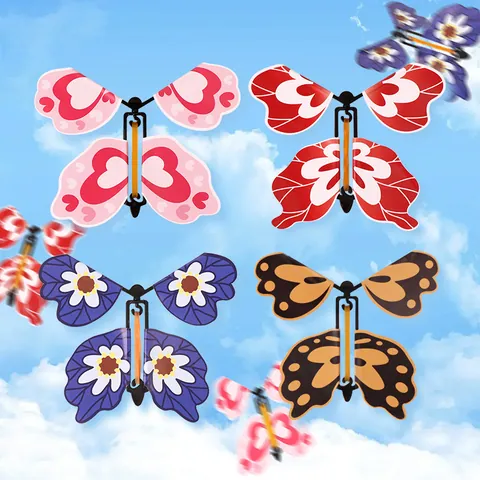 Magic Flying Butterfly Toys Creative Stress Relief Wind Up Butterfly Bookmark For Kids Birthday Party Favors Prank Toys