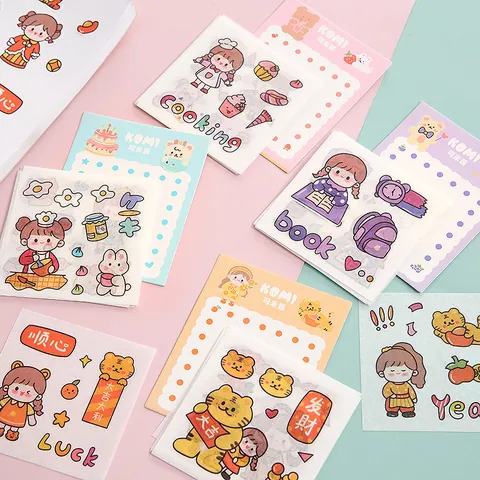 Mignon Ensemble d'Autocollants Washi Fille Dessin Animé Matériel de Scrapbooking DIY Autocollants Décoratifs pour Étudiants
