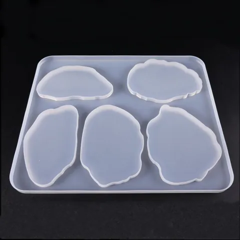 Stampo in Silicone Irregolare a 5 Pozzetti per Sottobicchieri Stampo in Resina per Vassoio Fai da Te Gioielli