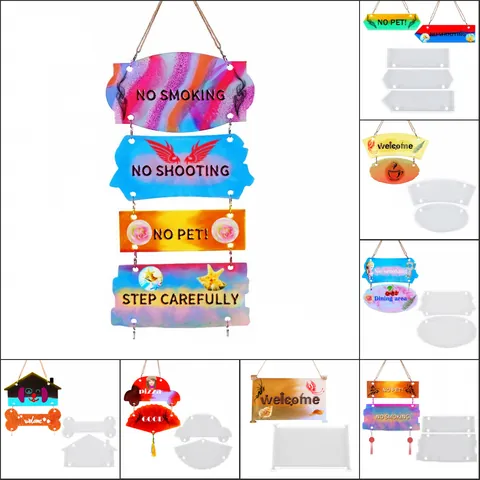 DIY Kristal Epoxy Deurbord Siliconen Vorm Rechthoek Ruit Indicator Hangplaat Hars Gietvorm Voor Huisdecoratie Handgemaakt Ambacht