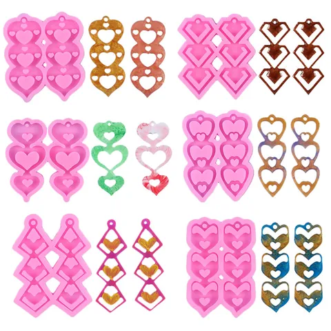 Heart Tassel Earring Silicone Mold DIY Crystal Epoxy Resin Casting Molds For Handmade Jewelry Heart Pendant Silicone Mold
