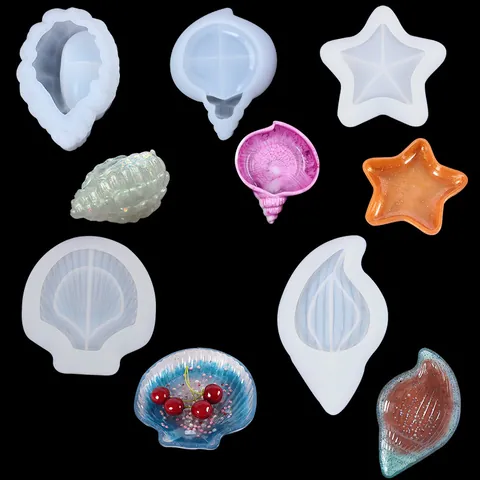 Stampo in Silicone Serie Oceano Fai da Te Per Colata di Resina Stella Marina Conchiglia Vassoio di Stoccaggio Strumenti Artigianali Decorazioni Casa