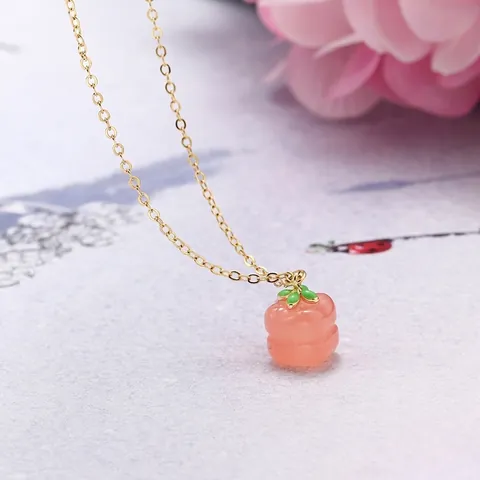 Southern Red Agate Persimmon Pendant Necklace Bracelet Set Freshwater Pearl Gold Plated Copper Jewelry For Women Sweet Style