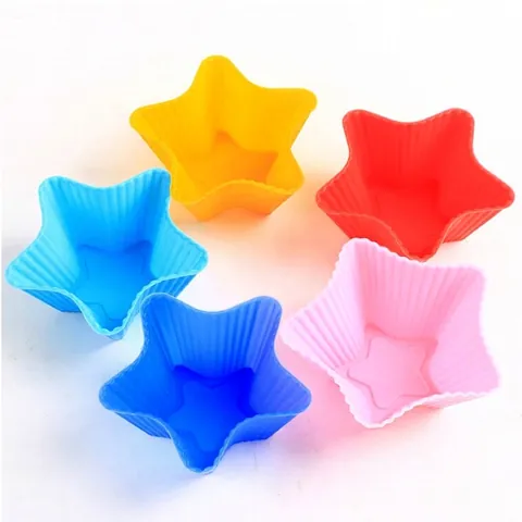 Silicone Egg Poacher Cake Molds Flower Star Shape Muffin Cups Jelly Pudding Molds For Kitchen Baking Dessert Tools Random Color
