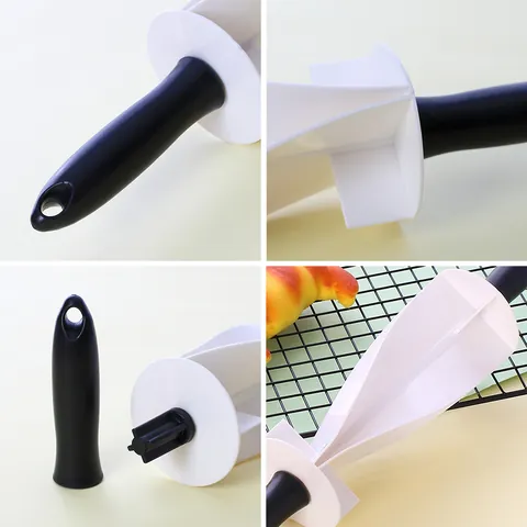 Professional Plastic Croissant Roller Cutter For Dough Cutting Baking Tool Multifunctional Croissant Slicer Rolling Pin Kitchen Gadget