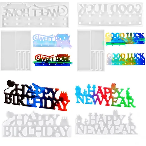 DIY Kristall Epoxidharz Silikonform 3D Buchstaben Traum Süßes Zuhause Herzlichen Glückwunsch Zum Geburtstag Frohes Neues Jahr Spiegeloberfläche Dekoratives Tischornament Handgefertigtes DIY Handwerkswerkzeug