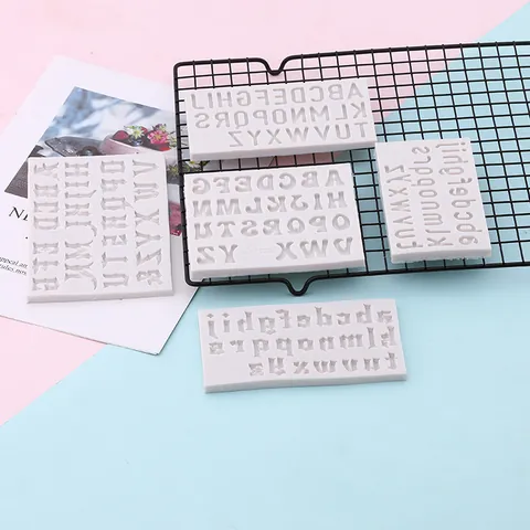 Stampo in Silicone per Fondente Lettere e Numeri Strumenti per Pasticceria DIY Decorazione Torte Lettere Gotico Cirillico Stampi Cioccolato