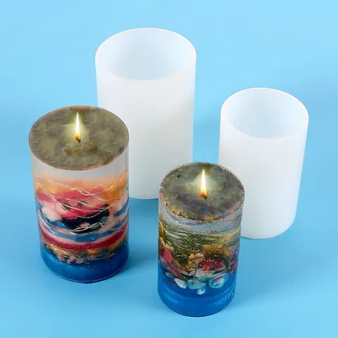 DIY Crystal Epoxy Resin Silicone Mold Geometric Cylinder Hexagonal Candlestick Holder For Aromatherapy Candle Craft Tool