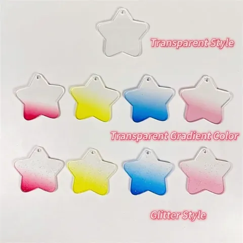 DIY Acrylique Guka Porte-Clés Pendentif Paillettes Dégradé Étoile Cœur Rond Nuage Décoration de Compte à Main Accessoires Pour Étudiants