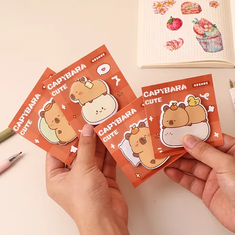 Cartoon Capybara Shape Sticky Notes Cute Animal Die-cut Memo Pads For Students School Office Supplies Self-Adhesive Note Paper