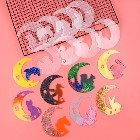 3D Mond Tier Silikonform Halb Stereoskopische Anhänger Epoxidharz Formen Für DIY Schlüsselbund Schmuckherstellung Zubehör
