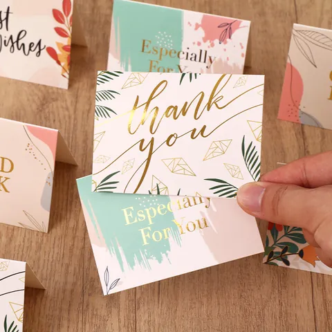 Gold Stamping Floral Greeting Card Minimalist Gift Message Card For Birthday Wedding Holiday Party Gratitude Card