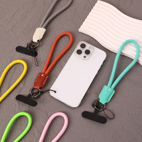 Macaron Color Nylon Woven Phone Wrist Strap Anti-Drop Lanyard With Patch Durable Universal Key Hand Rope For Smartphone Accessories
