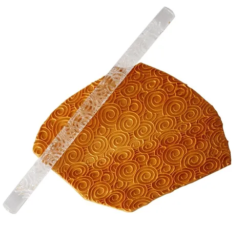 Transparent Acrylic Engraved Rolling Pin With Spiral Pattern For Fondant Clay DIY Non-Stick Baking Tool For Home Kitchen