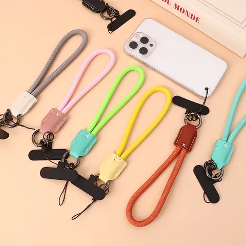 Macaron Color Nylon Woven Phone Wrist Strap Anti-Drop Lanyard With Patch Durable Universal Key Hand Rope For Smartphone Accessories