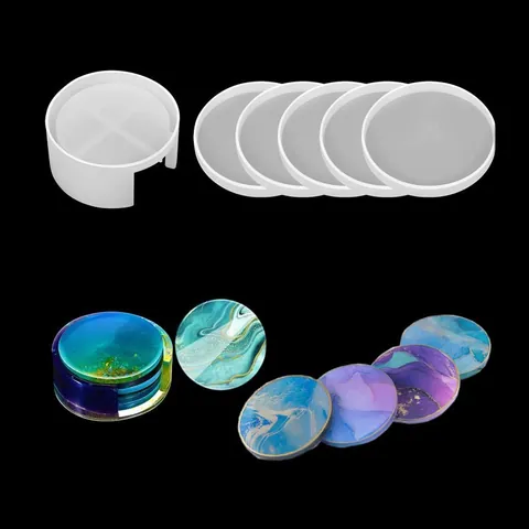 DIY Crystal Epoxy Resin Silicone Mold Mirror Surface Round Coaster Storage Box Casting Tool For Handmade Craft Home Decor
