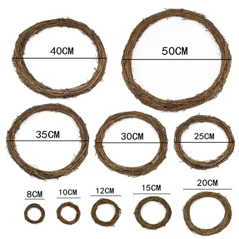 Natuurlijke Geweven Wijnstok Krans Basis Rustieke Bruine Takjes Ring Voor DIY Kerst Decoratie Bruiloft Huis Wandophanging Ambacht