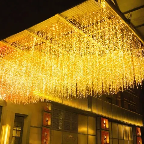 Solar LED Icicle String Lights Waterproof Outdoor Waterfall Fairy Lights For Eaves Garden Christmas Wedding Party Decoration