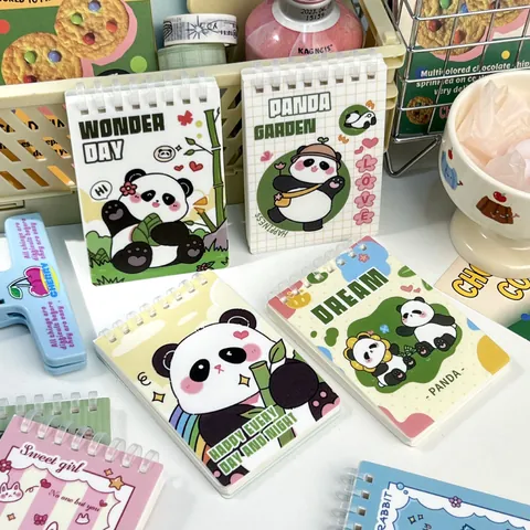 A7 Mini Cute Soft Coil Notebook Lined Paper Portable Pocket Memo Pad For Student Office Cartoon Panda Capybara Journal
