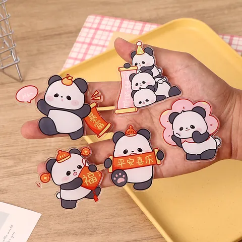 Cute Cartoon Panda Acrylic Fridge Magnet Chinese Style Guochao Decorative Magnet Personalized Gift For Home Fridge Decoration