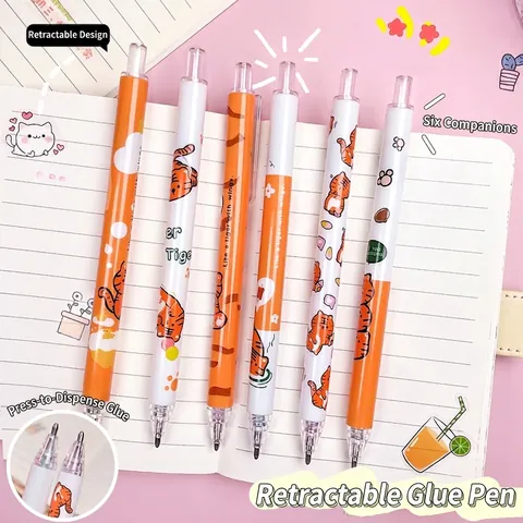 Cartoon Animal Pattern Press Type Quick Drying Glue Pen For DIY Scrapbooking Journaling Hand Account Stationery Office Supplies