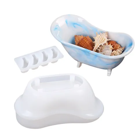 Stampo in Silicone Fai da Te a Forma di Vasca da Bagno per Resina Epossidica Portasapone Contenitore per Gioielli Vassoio Superficie Specchio