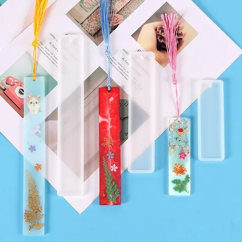 DIY Kristall Epoxidharz Lesezeichen Form Silikon Rechteckig Perforiertes Design Anhänger Schmuckherstellung Werkzeug Handgefertigtes Briefpapier Kunstbedarf