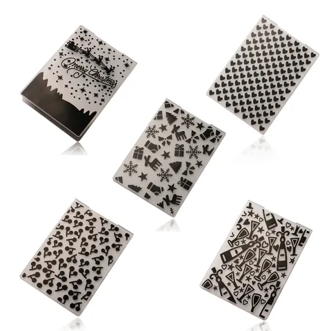 DIY Plastic Embossing Folders Heart Christmas Wine Bottle Patterns Scrapbooking Paper Craft Card Making Tool Template Decor