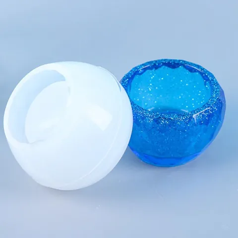 Molde de Silicona para Resina DIY Forma de Cuenco Pequeño Facetado Espejo Cristal Epoxi Molde de Fundición para Manualidades