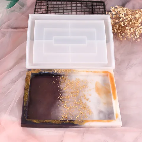 DIY Silicone Mold For Resin Casting Tetris Block Shape Geometric Puzzle Storage Box Jewelry Display Mirror Surface Mold