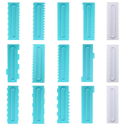Plastic Cake Scraper Set Cream Comb Icing Smoother Serrated Wavy Edge Fondant Decorating Baking Tools For Kitchen Cake Styling