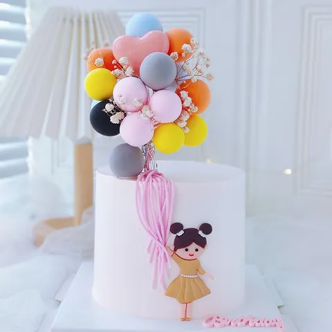 Linda Figura de Niña Conejo de PVC Blando Adorno para Tarta Globo de Dibujos Animados Corazón para Fiesta de Cumpleaños