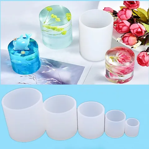 DIY Cylinder Silicone Mold Translucent Mirror Surface Epoxy Resin Mold For Crafting Dried Flower Jewelry Making Supplies