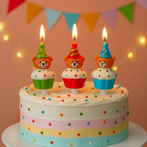 Creatieve Cartoon Beer Verjaardagskaarsen 3D Cupcake Beer Feest Taart Decoratie Schattige Beer Bakken Kaars Kinderen Verjaardagsfeest