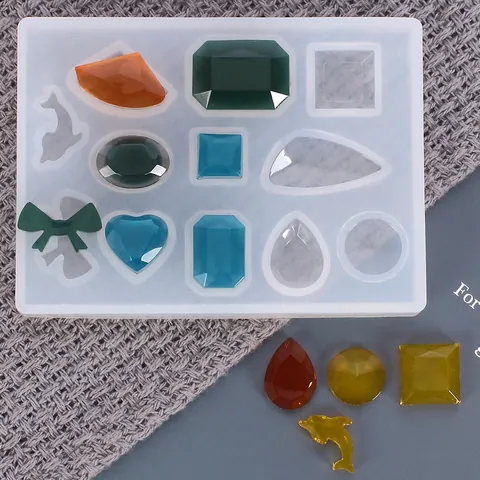 DIY Silicone Jewelry Mold For Resin Casting Small Faceted Gemstone Starfish Shell Dolphin Heart Shapes For Earring Pendant Making Craft Tools
