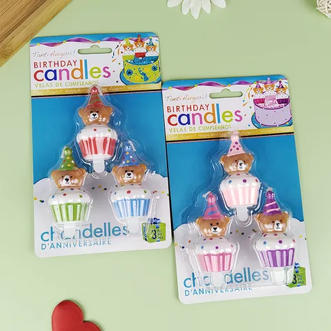 Creatieve Cartoon Beer Verjaardagskaarsen 3D Cupcake Beer Feest Taart Decoratie Schattige Beer Bakken Kaars Kinderen Verjaardagsfeest