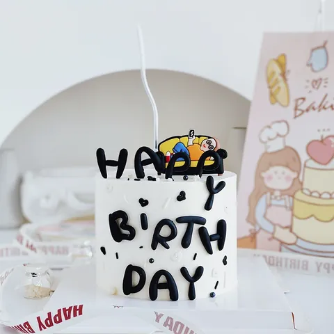 Father's Day Cake Topper Decoration Leisure Sofa Papa Happy Birthday Black Alphabet Letters Soft Glue PVC Party Ornaments Birthday Gifts