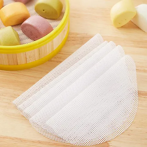 Tapis de Cuisson Vapeur Rond en Silicone Antiadhésif Réutilisable Respirant Maille pour Cuisson de Brioches et Raviolis Outil de Cuisine