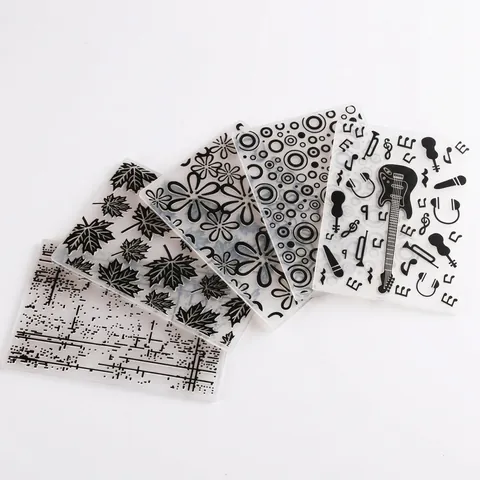Plastic Fondant Embossing Folder Cake Decoration DIY Craft Texture Mold Snowflake Music Floral Pattern Scrapbooking Template