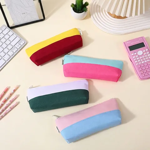 Large Capacity Oxford Fabric Pencil Case Fresh Color Contrast Boat Shape Stationery Bag For Students School Office Storage Bag