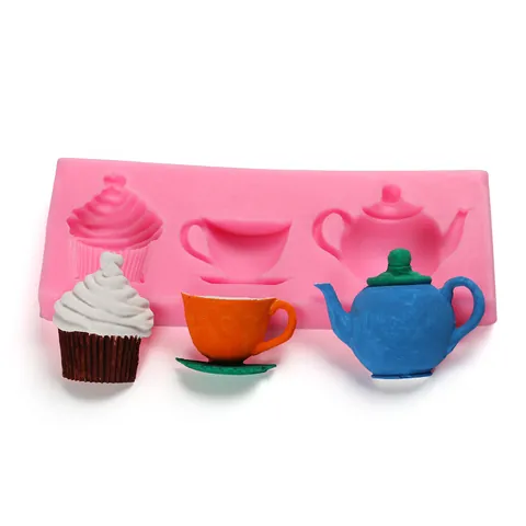 Molde de Silicona Líquida Retro Vintage con Forma de Copa de Vino Jarrón Taza de Té para Decoración de Pasteles Fondant Chocolate Bricolaje