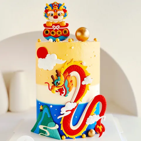 Year Of The Dragon Cake Toppers Set Soft Glue Cartoon Dragon Figures Chinese New Year Cake Decorations Festive Party Supplies Baking Ornaments