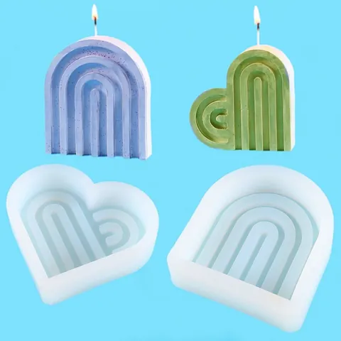 U-Shaped Rainbow Bridge Arch Heart Shape DIY Silicone Mold For Scented Candle Soap Plaster Resin Crafts Making Handmade Tools