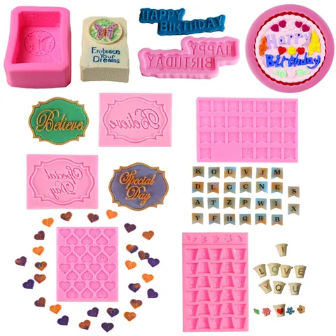 Alphabet Herz Silikonform Herz Buchstabe Schokolade Einsatz DIY Kristall Kleber Kuchen Backen Dekoration Form Rosa Grau Kuchenform